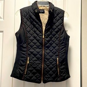 Cozy black fleece lined winter vest, women size small